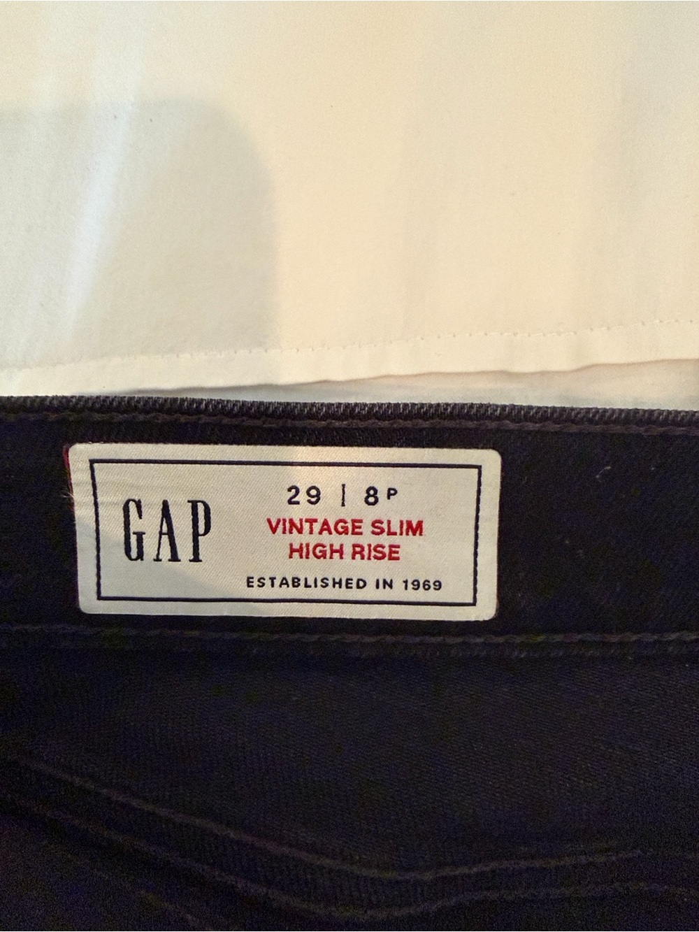 GAP Vintage Slim High Rise Jeans – Black with White Label